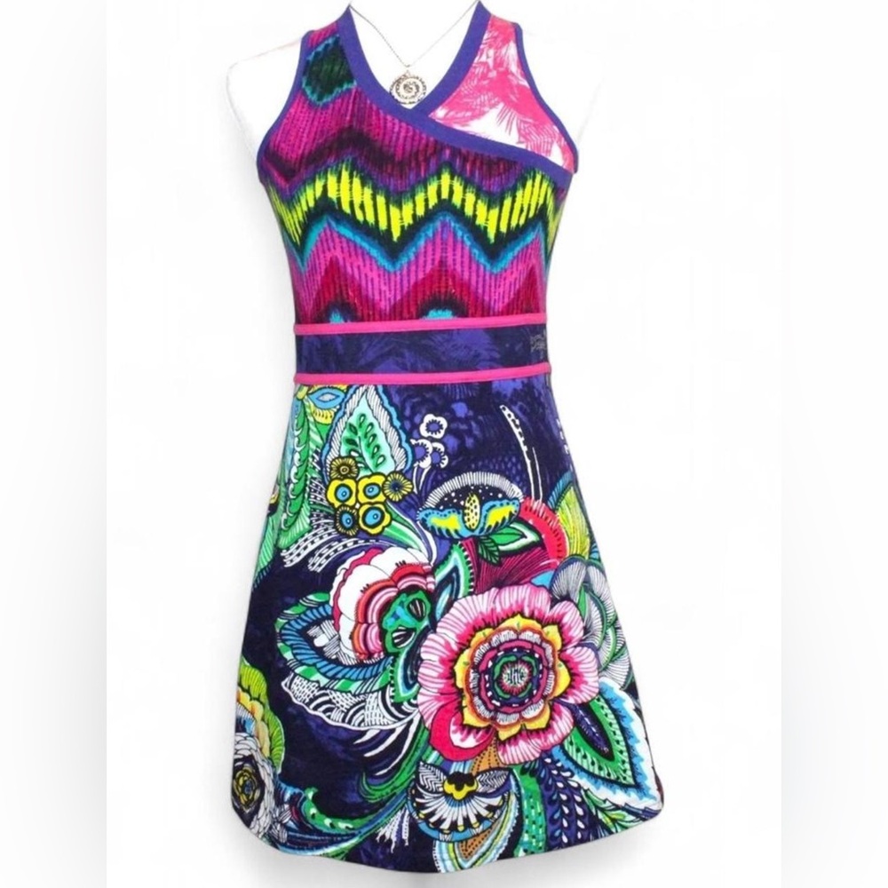 Bold Floral Strapless A-Line Dress in Multicolor